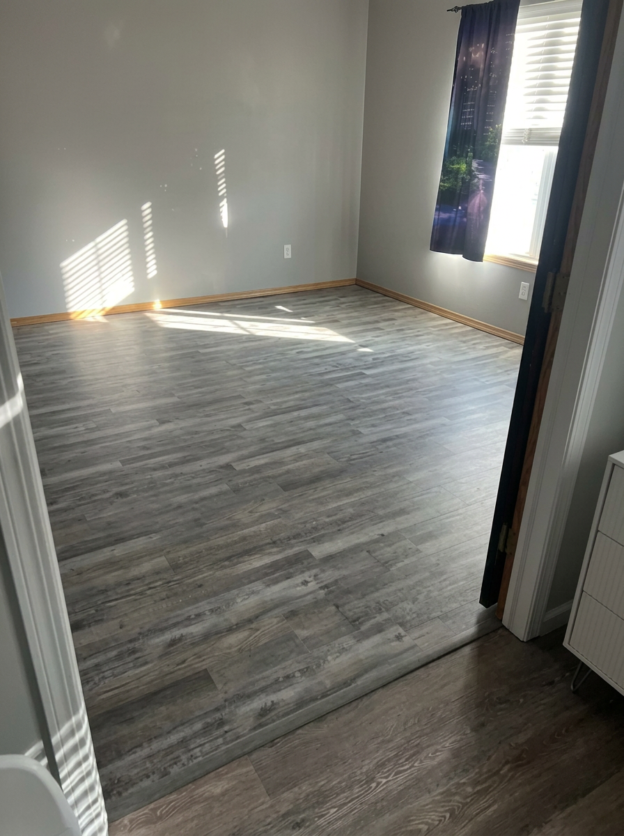 Bedroom after LVP flooring remodel in Wichita Kansas