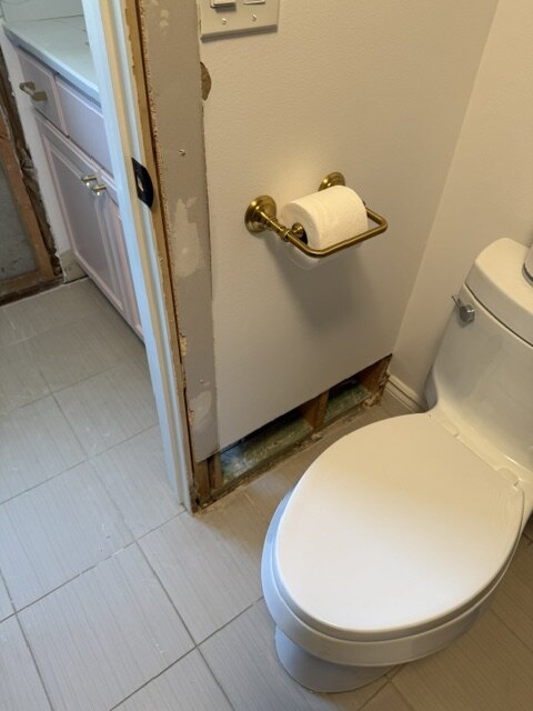 Bathroom wall repair during remodel project in Wichita Kansas