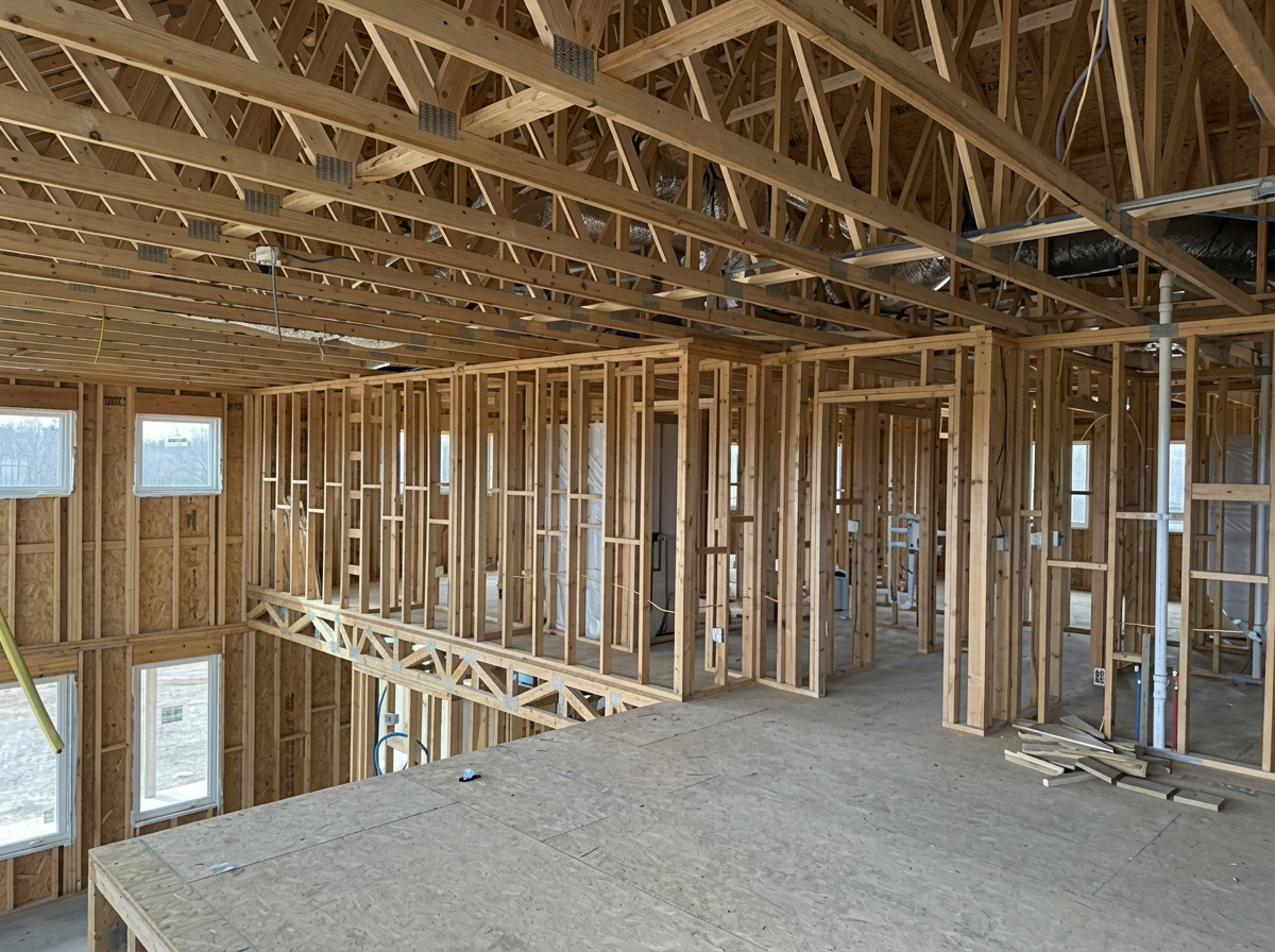 Interior load-bearing wall framing Wichita Kansas