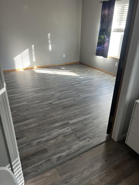 New luxury vinyl plank flooring after install