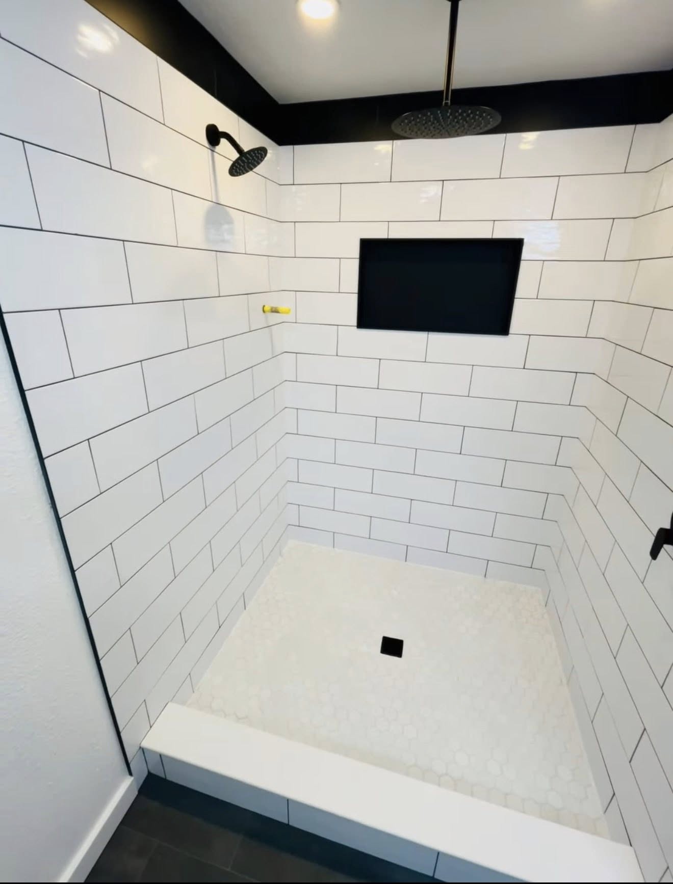 Custom white subway tile walk-in shower Wichita KS